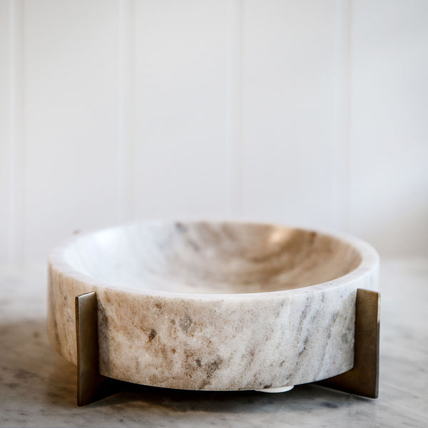 Ridge Round Small Marble Bowl