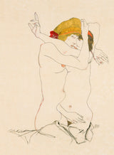 Two Women Embracing by Egon Schiele (1908)