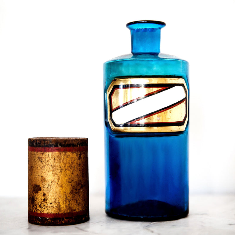 19th Century French Hand Blown Apothecary Jar w/ Tole Lid